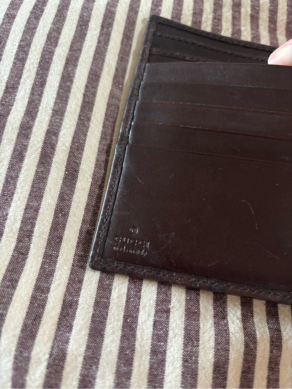 Vintage Gucci Brown Leather Wallet with Gold Plate - Picture 5 of 5